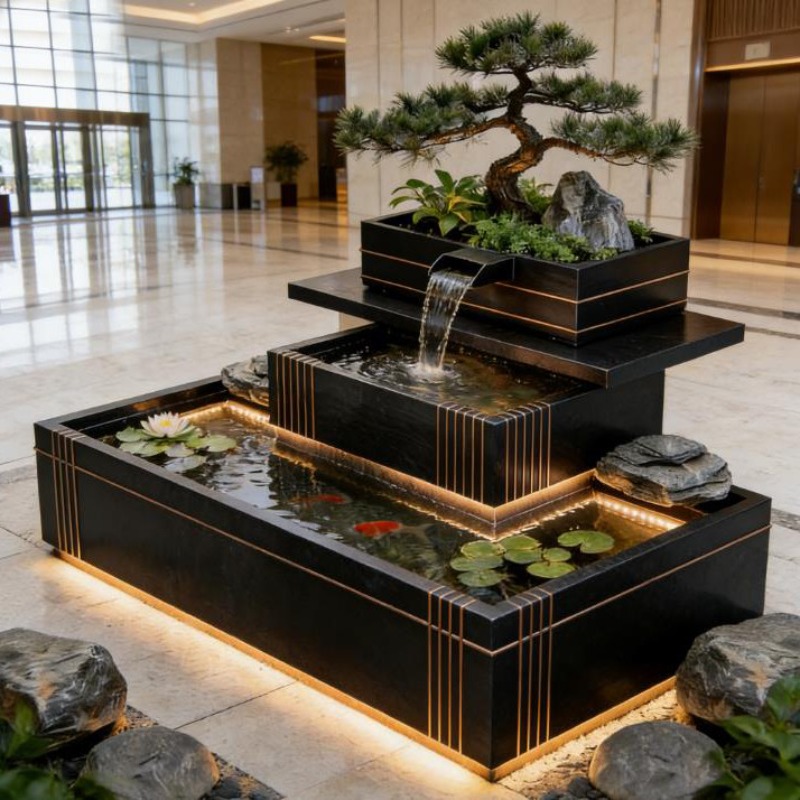 نافورة شلال من الفولاذ المقاوم - مراجعة Bonsai Garden With Koi Pond وسعره