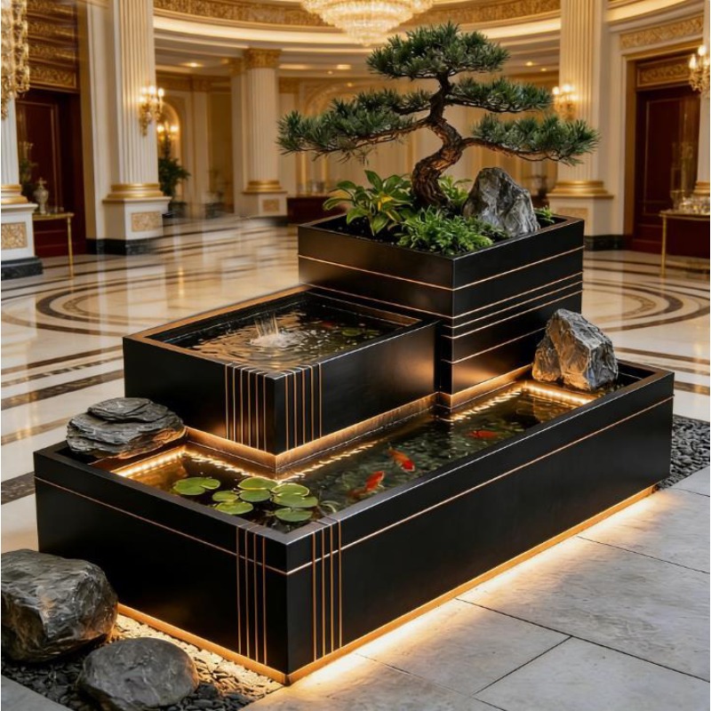 نافورة شلال من الفولاذ المقاوم - مراجعة Bonsai Garden With Koi Pond وسعره